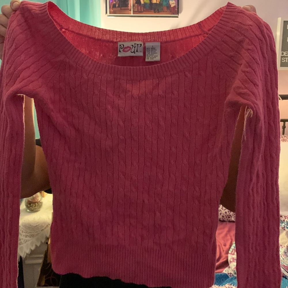 POUT Pink Knitted Sweater, Size Large